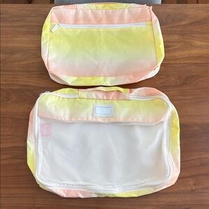 Calpak Travel Bags Packing Cubes Mesh Luggage Pouches Pastel Gradient Set of 2
